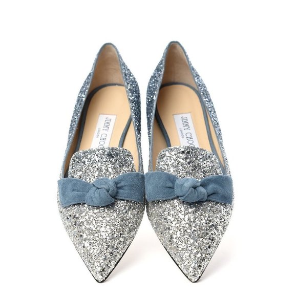 Jimmy Choo Shoes - Jimmy Choo Gabie Flat Silver/Dusk Glitter Flats Women's Size 39 + Box + Dustbag